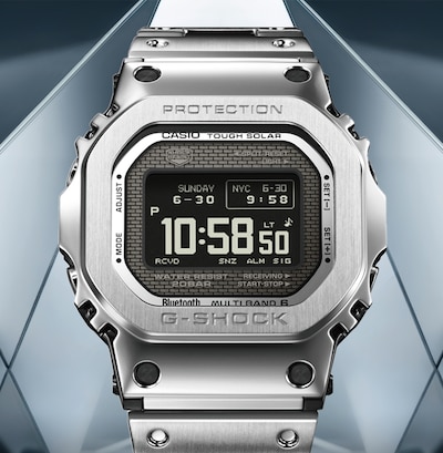 Casio G-Shock in full metal. Engineered for Endurance The G-Shock collection by Casio is renowned for its uncompromising toughness and innovative design. This model continues that legacy, combining solar technology with stainless steel case and bracelet image
