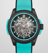 Blue Norqain watch with skeleton dial. Tao to shop best selling norqain watches image