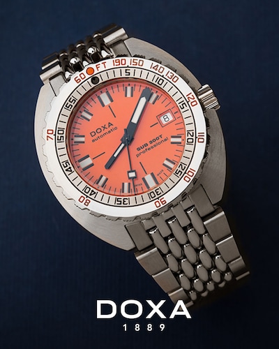 Doxa watch banner with Doxa logo image