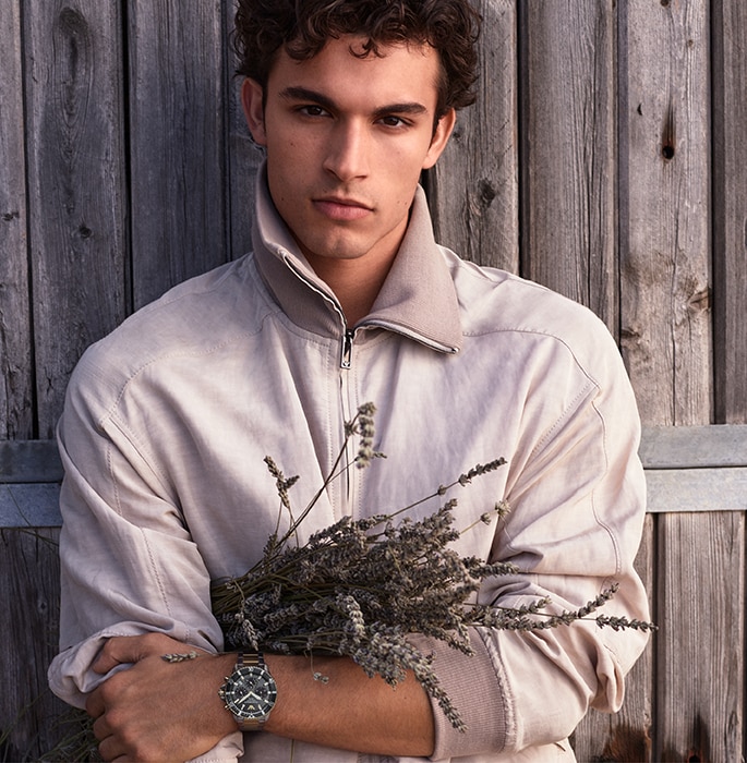 Emporio Armani male model wearing watch