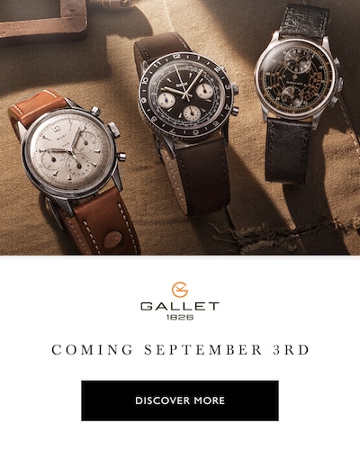 Breitling Gallet Banner with Gallet logo and text Coming September 3rd - Discover More image