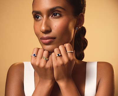 Shop Gemstone engagement rings on Goldsmiths image