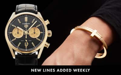 Image of Pre-Owned TAG Heuer Carrera Watch and women's hand with Gold bangle image