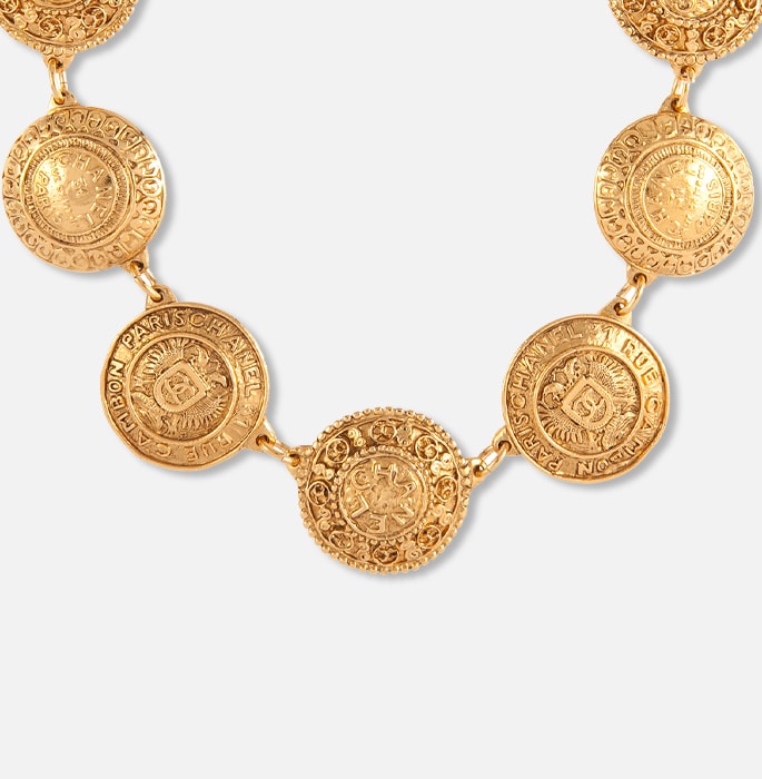 Exclusive Susan Caplan Vintage Chanel Gold Plated Coin Necklace