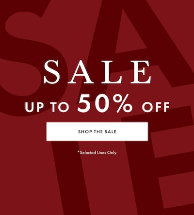 Red sale banner reads Sale - Up to 50% off Sale on selected lines only. image