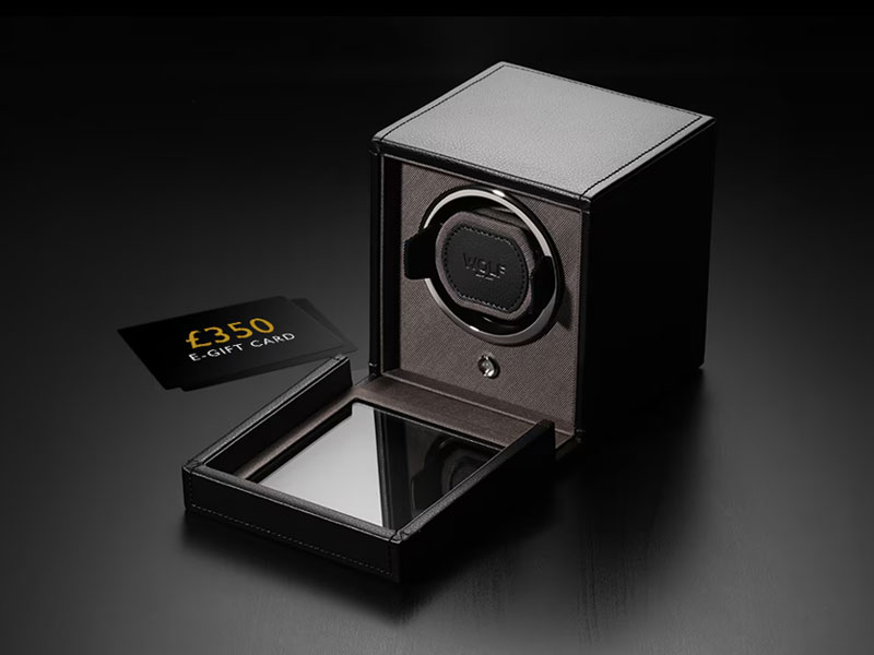 WOLF watch winder with image of gift voucher