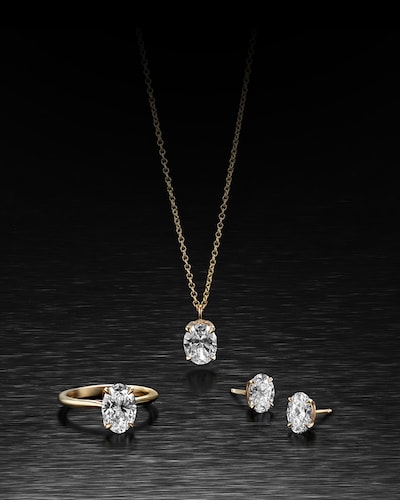 Lab Grown Diamonds, your way. Tap to design and shop your own lab grown diamond jewellery on goldsmiths image