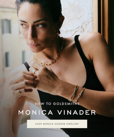 mage of monica vinader bestsellers campaign. new to goldsmiths - tap to shop all monica vinader jewellery image
